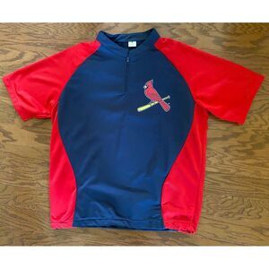 St. Louis Cardinals 1/4 Zip Pullover Shirt Adult Extra Large XL Blue Warm Up MLB